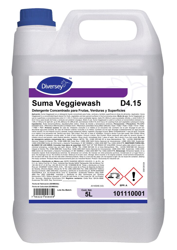 SUMA VEGGIEWASH 2x5L - DETERGENTE CONCENTRADO PARA FRUTAS, VERDURAS Y SUPERFÍCIES